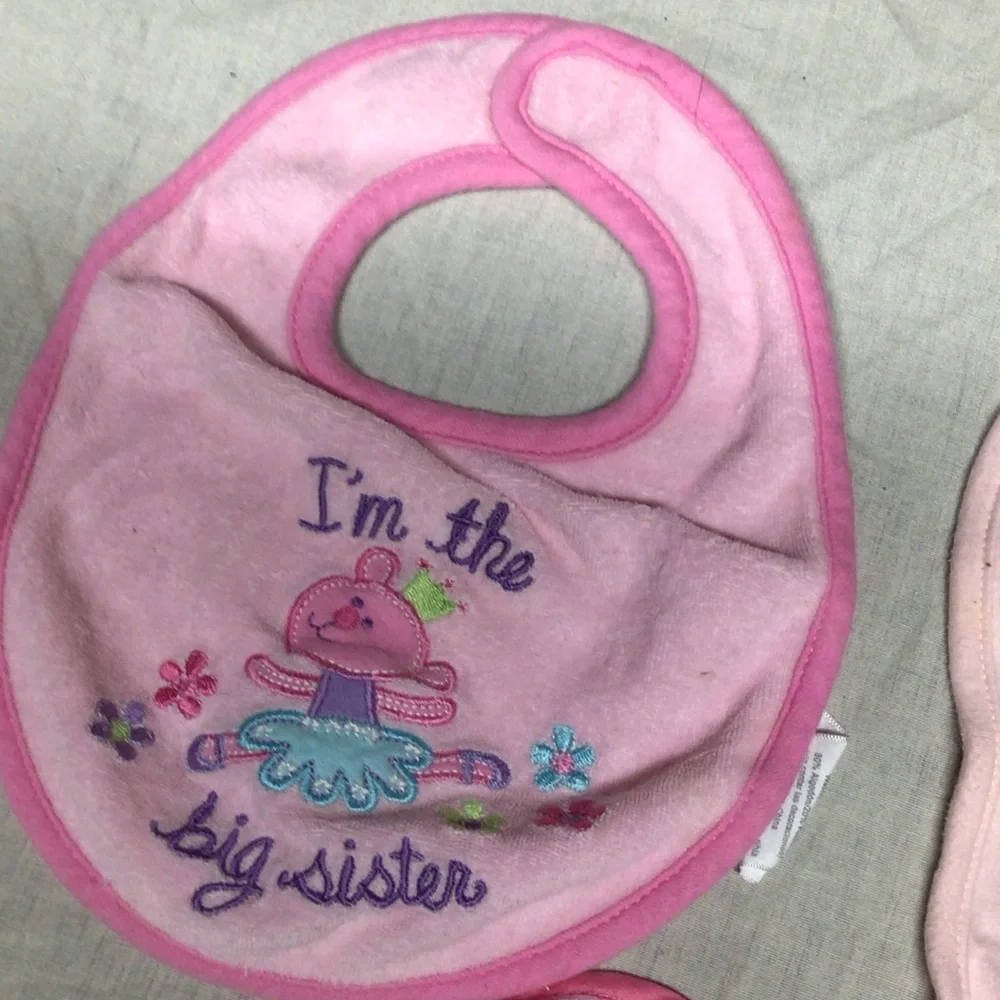 Disney Pink and White Big Sister Bib Trio